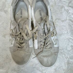 Johnny Was Women's Gold and White Sneakers